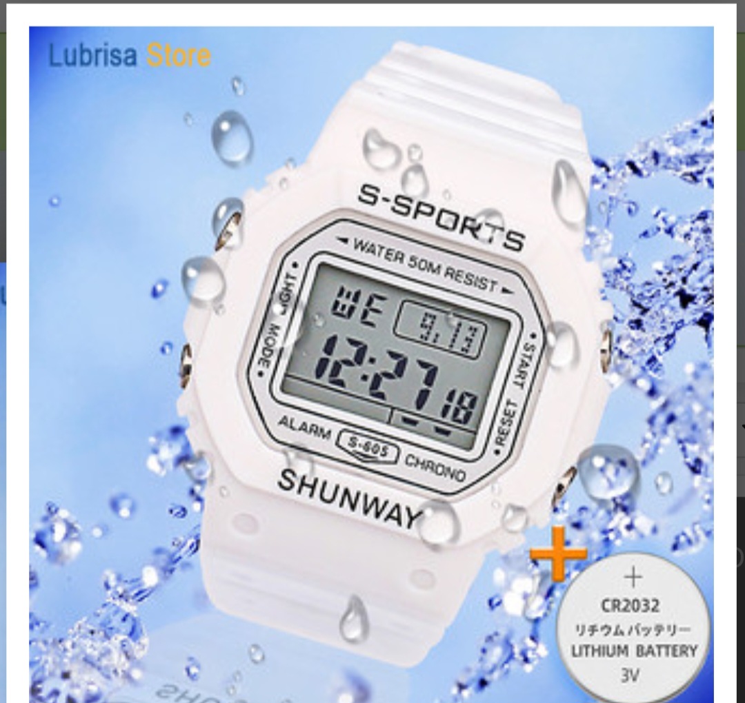 Relógio Digital Esportivo Shunway S-605 Branco – À Prova d'Á - 1