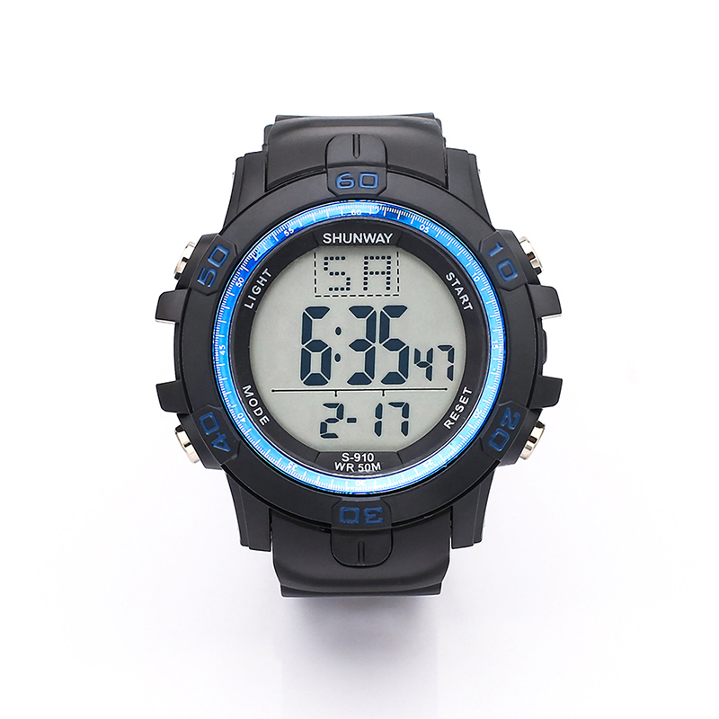Relógio Digital Masculino Preto com Detalhe Azul S910-04-1 - 1