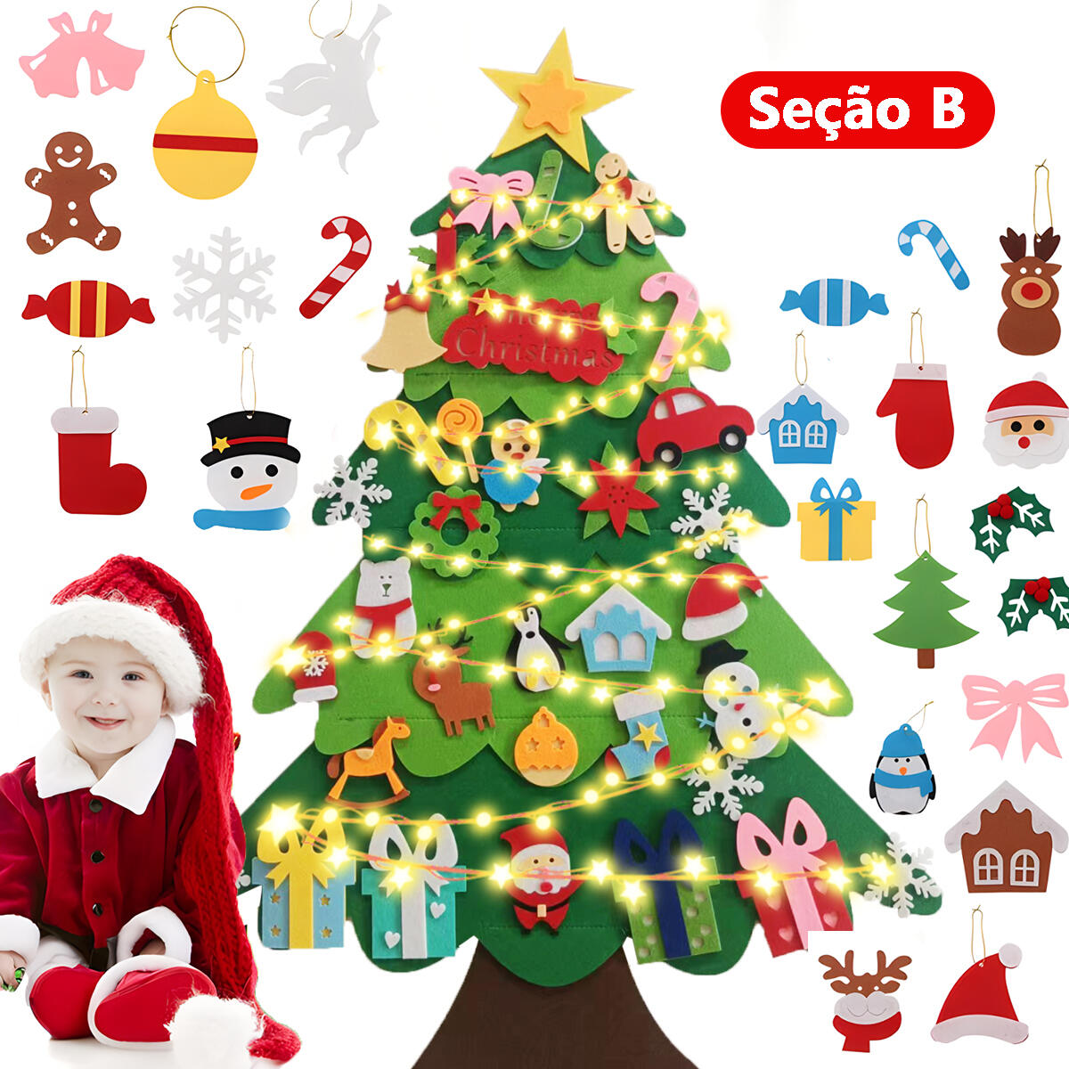 Árvore de Natal de Feltro Decorativa HX625-B - 1