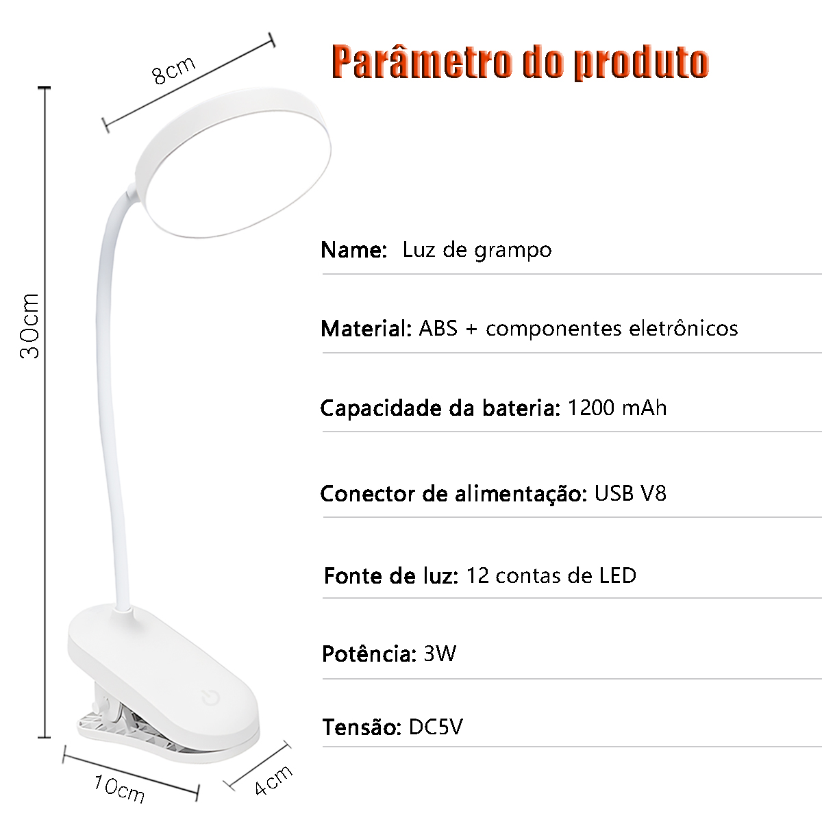 luminaria de mesa com pinça TD129 - 3