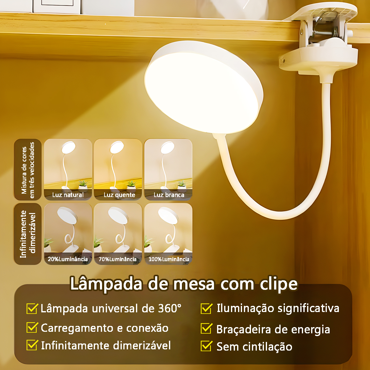 luminaria de mesa com pinça TD129 - 5