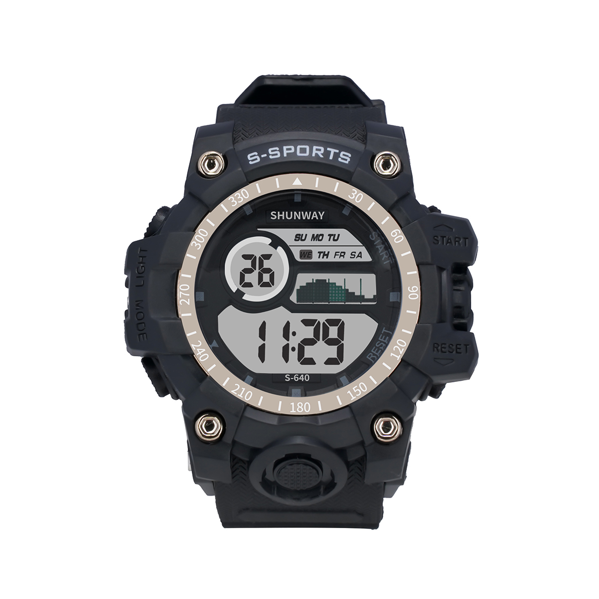 Relógio Digital Masculino Esportivo Preto moderno S640-01-1 - 1