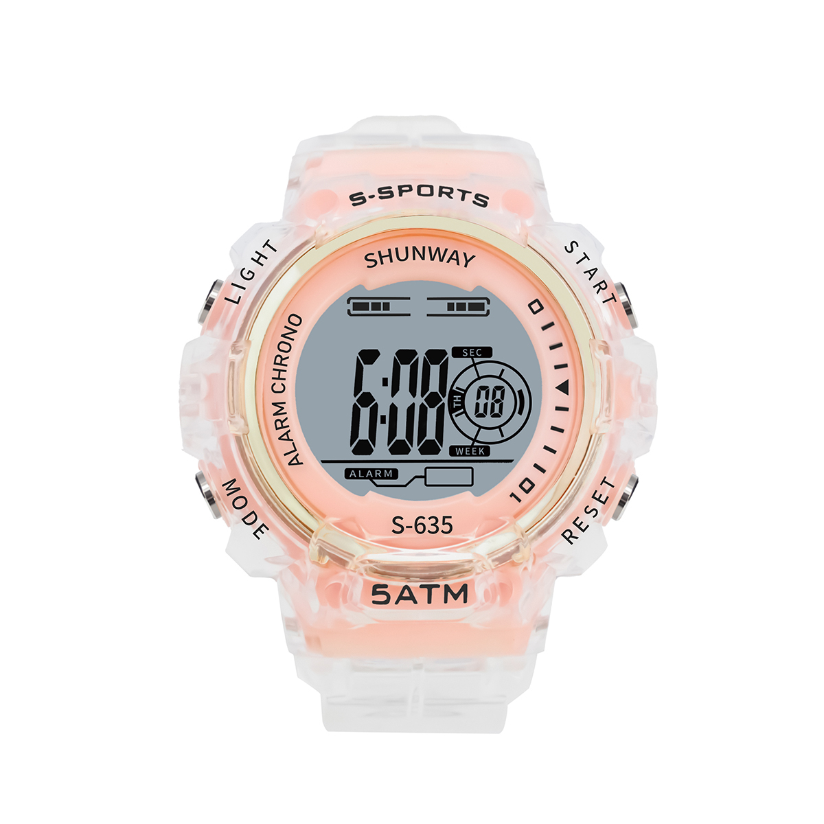 Relógio Digital Esportivo Transparente Rose S635-03-1 - 1