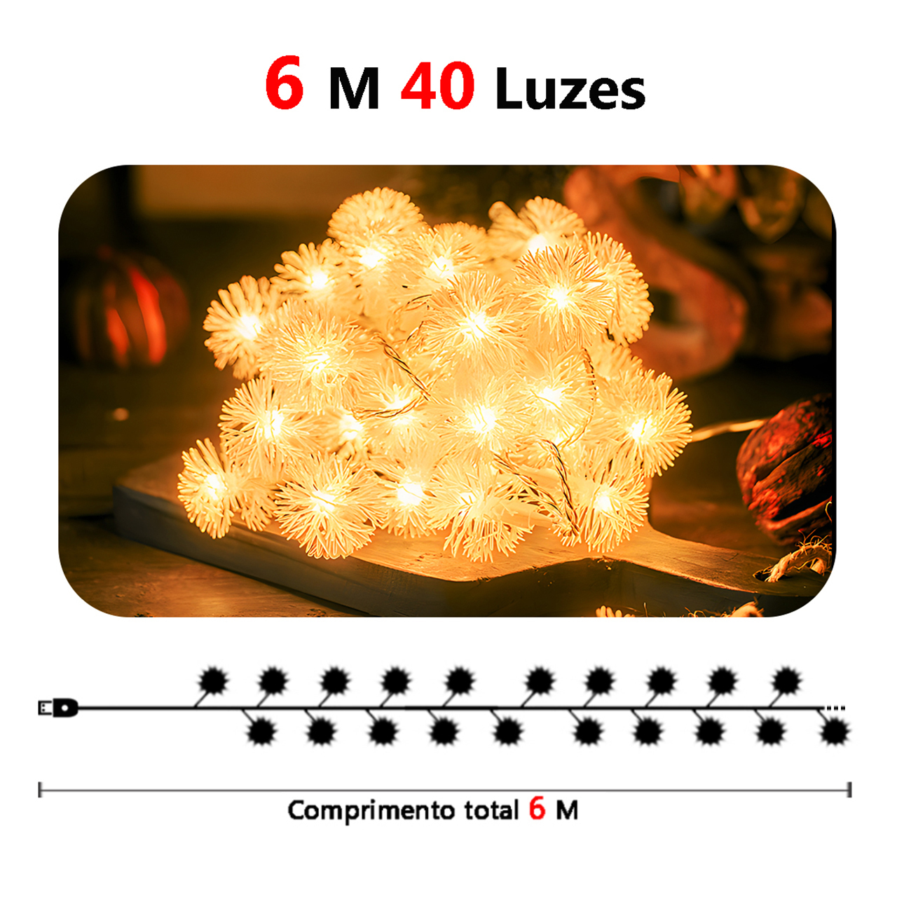 Luzes de natal estilo bola de neve 6M 40 LUZES - 1
