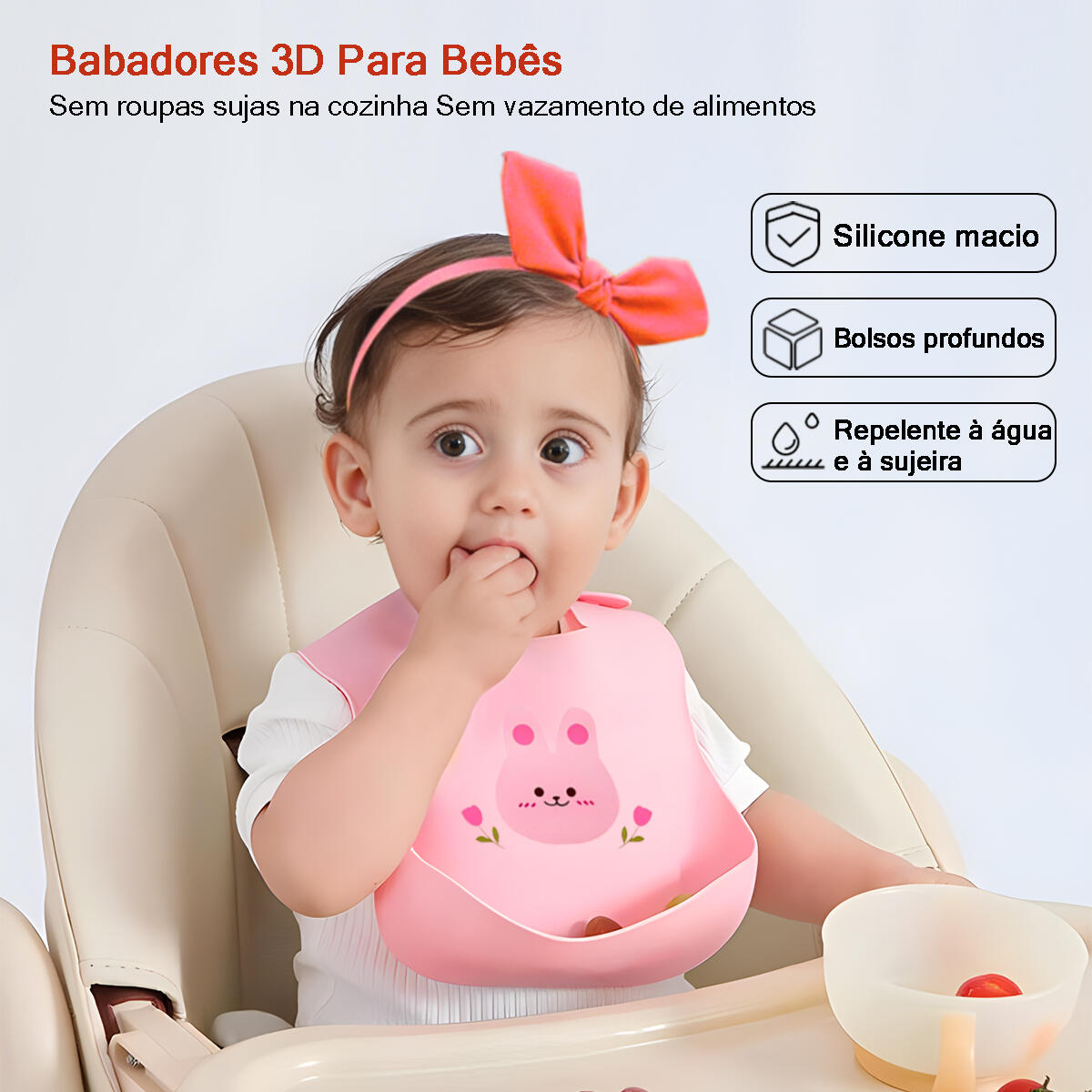 Babador Infantil de Silicone BA19 – Impermeável, Ajustável - 1