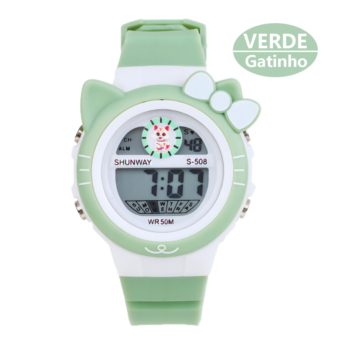 RELÓGIO DIGITAL ESPORTIVO VERDE S-508 WR50M - 1