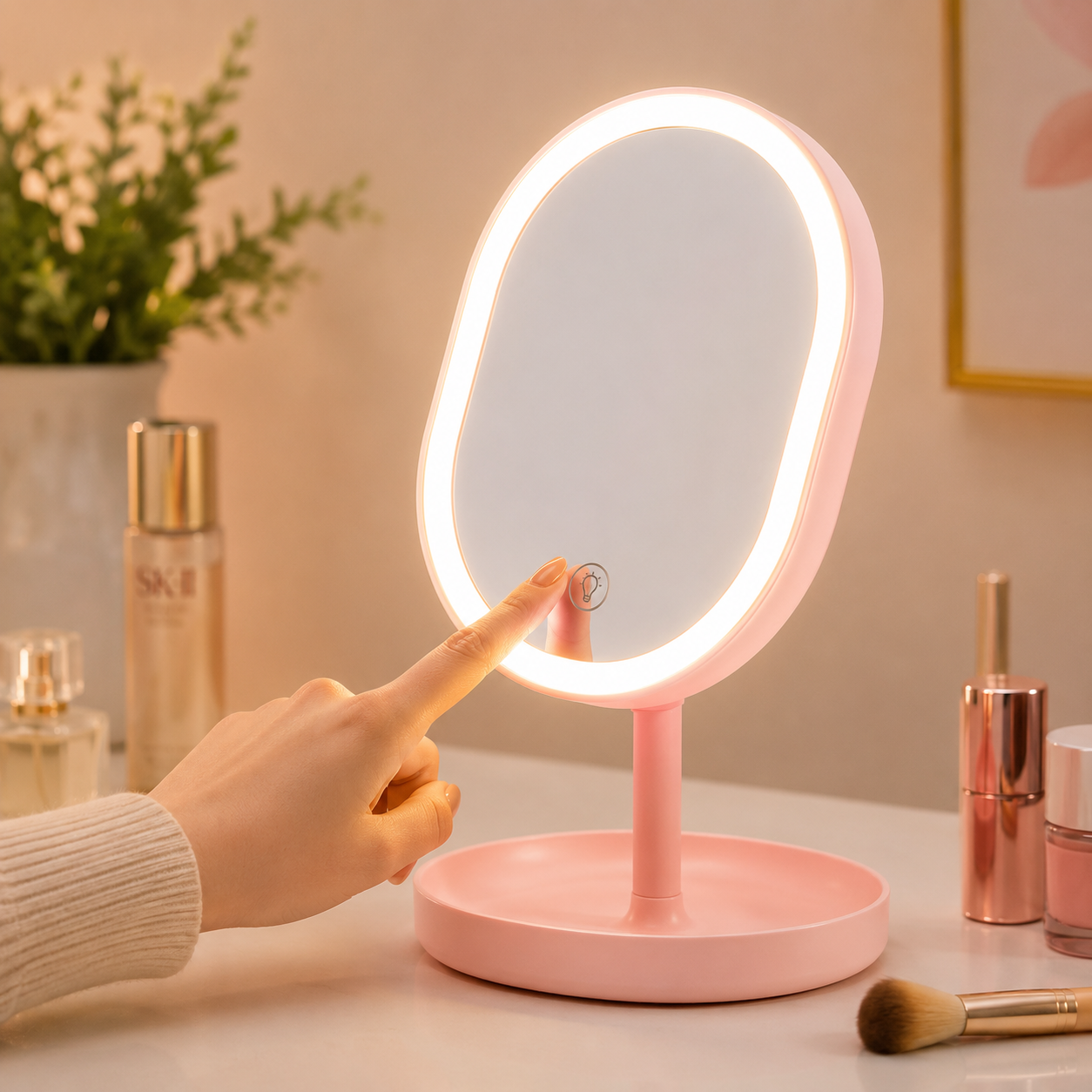 Espelho de Maquiagem com Iluminação LED Recarregável - 3