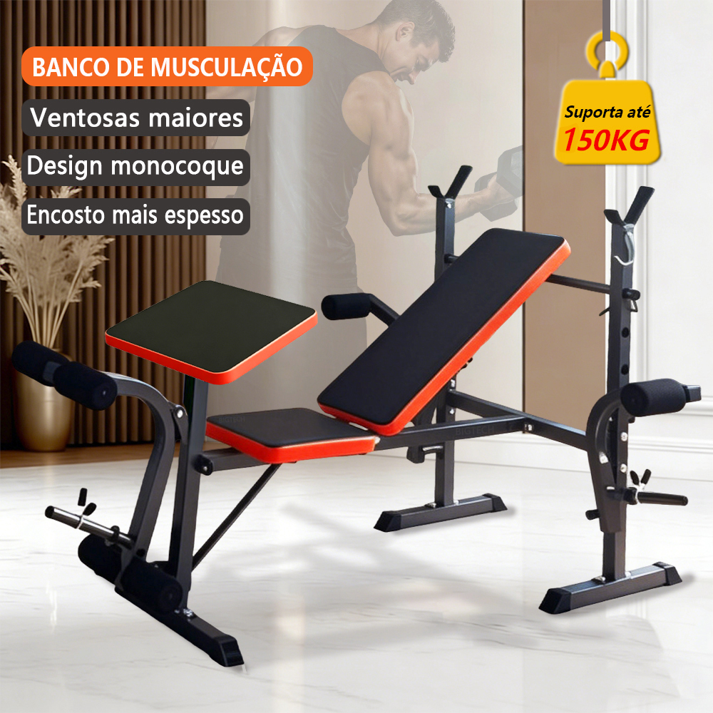 Banco de Musculação Dobrável Multifuncional com Suporte - 1