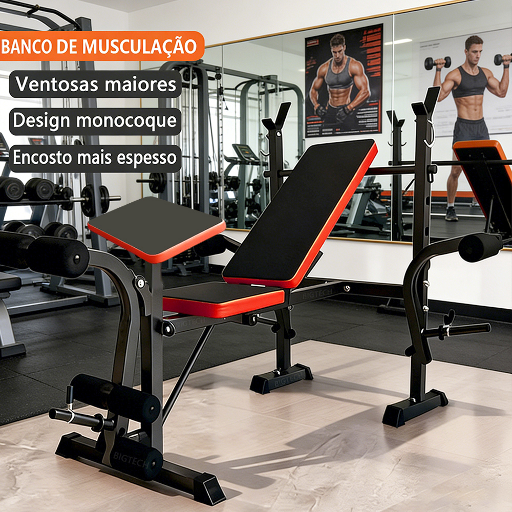 Banco de Musculação Dobrável Multifuncional com Suporte - 3