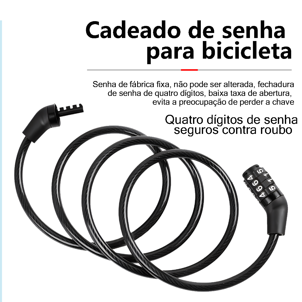Cadeado Cabo de Aço com Segredo para Bicicleta - 3