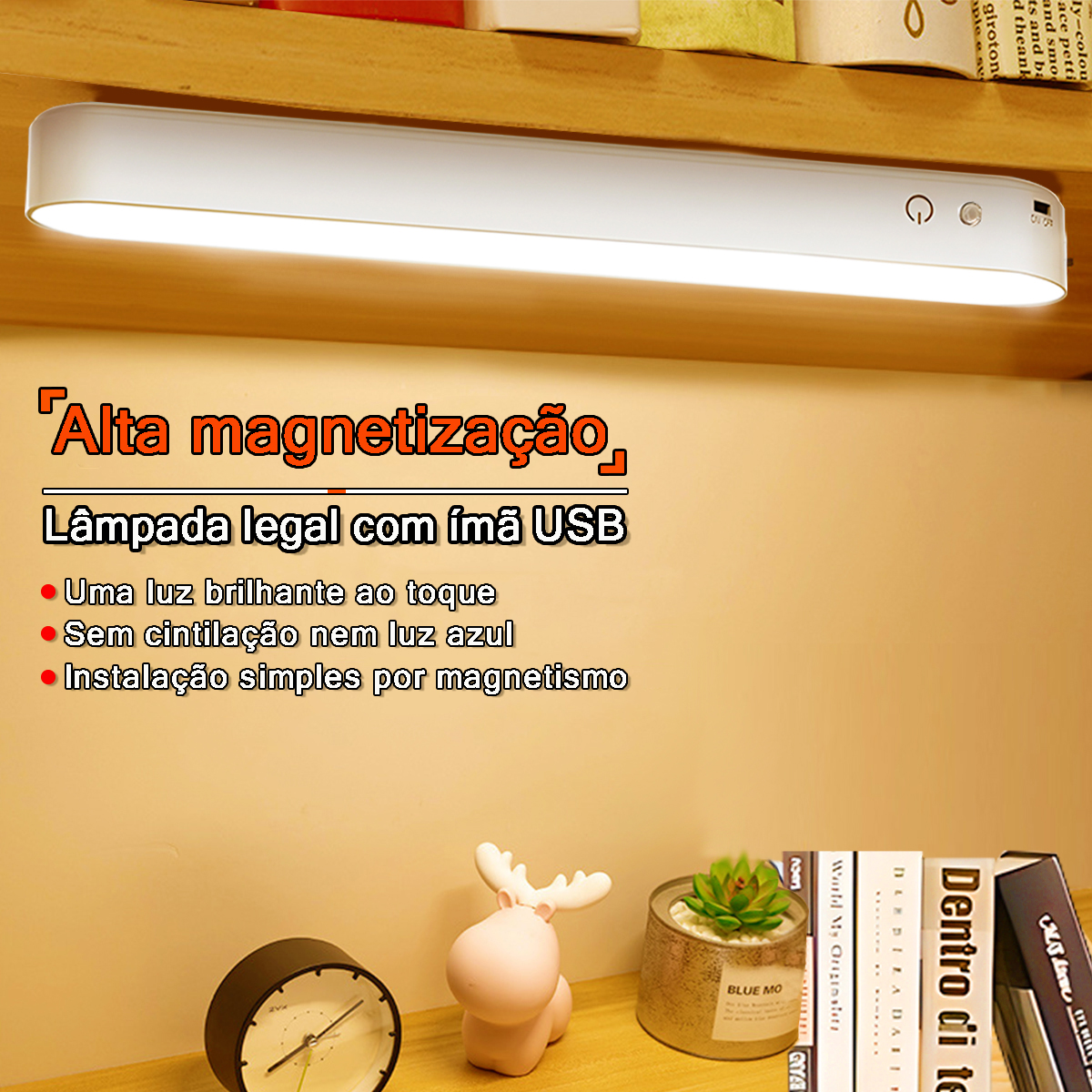 Luminária LED Recarregável para Leitura com Fixação Touch - 6