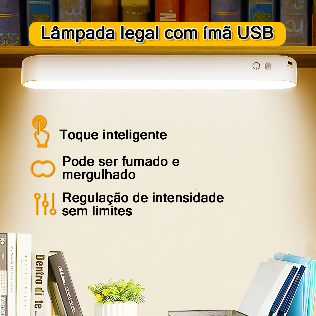 Luminária LED Recarregável para Leitura com Fixação Touch - 7