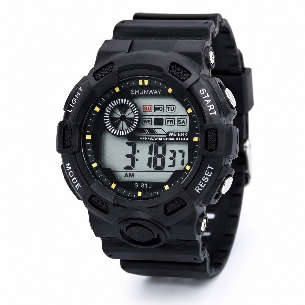 Relógio Digital Esportivo Shunway LED 50M Masculino Preto - 2
