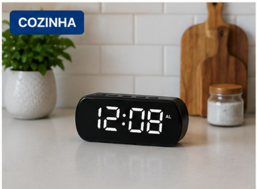 Relógio Despertador Digital LED Mesa com Alarme e Hora - 4