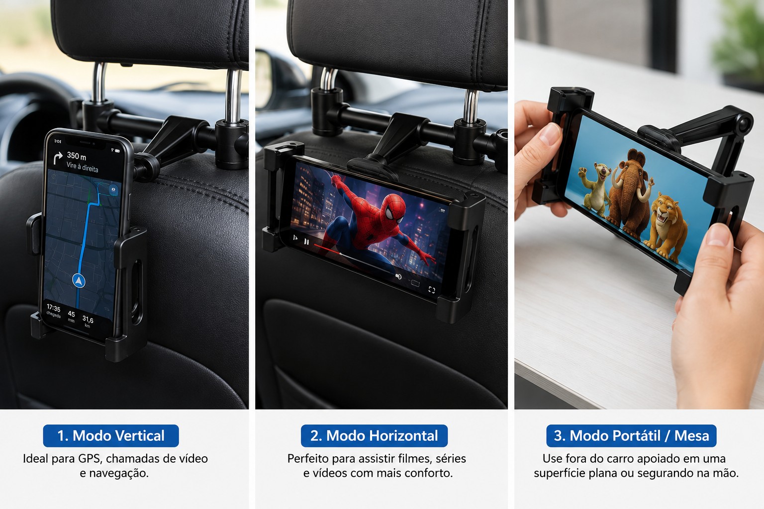 Suporte Universal para Tablet e Celular Encosto de Carro - 3