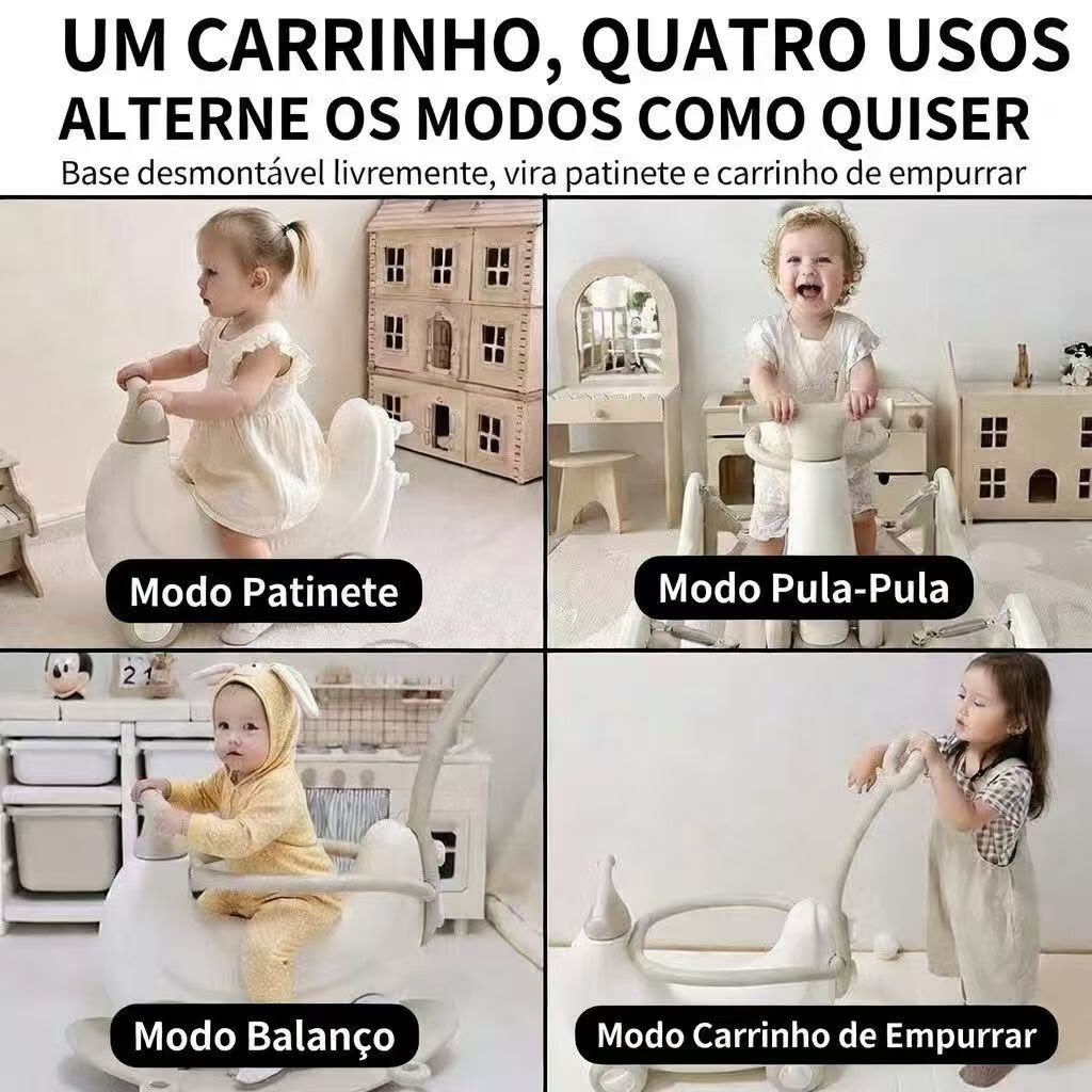 Carrinho Infantil 4 em 1 Balanço Pula Pula Patinete - 3