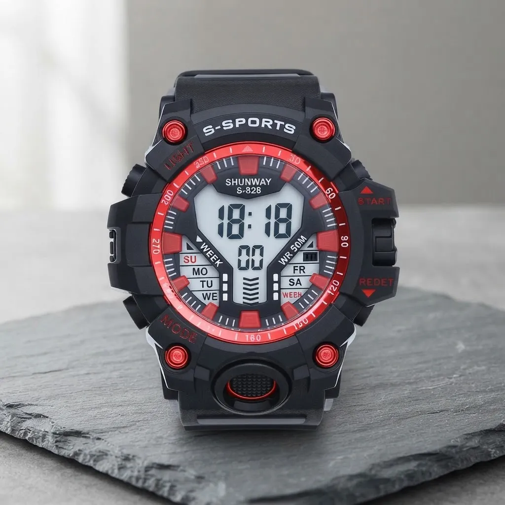 Relógio Digital Esportivo Masculino Shunway S-828 WR50M - 4