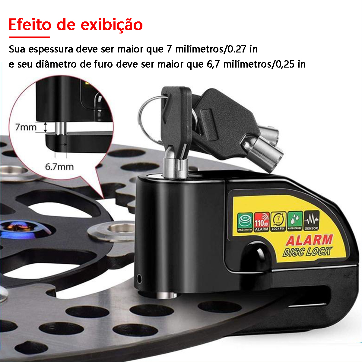 Trava de Disco para Moto com Alarme 110dB - 2