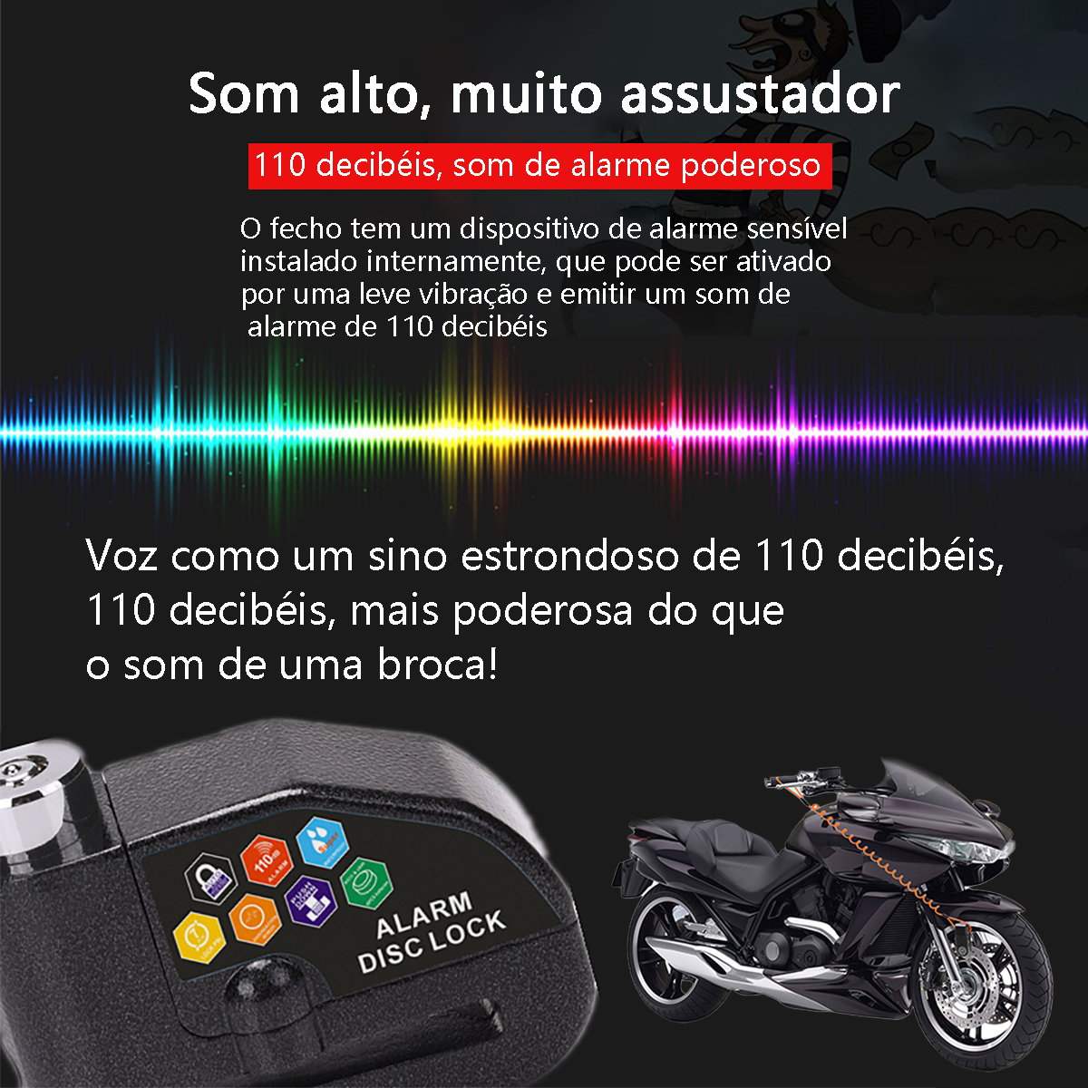Trava de Disco para Moto com Alarme 110dB - 3