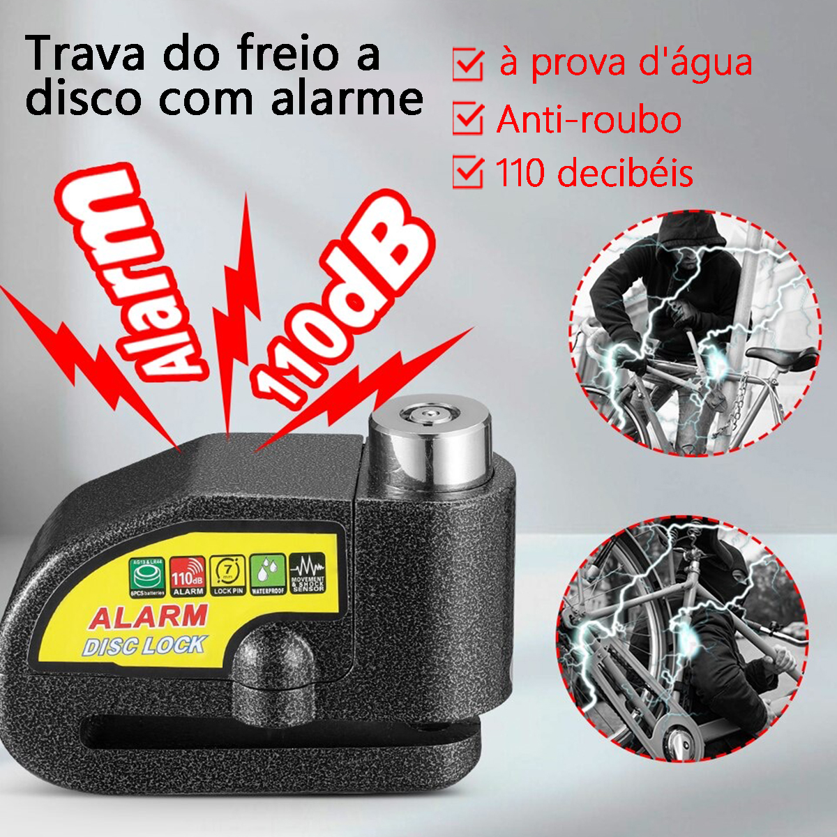 Trava de Disco para Moto com Alarme 110dB - 4