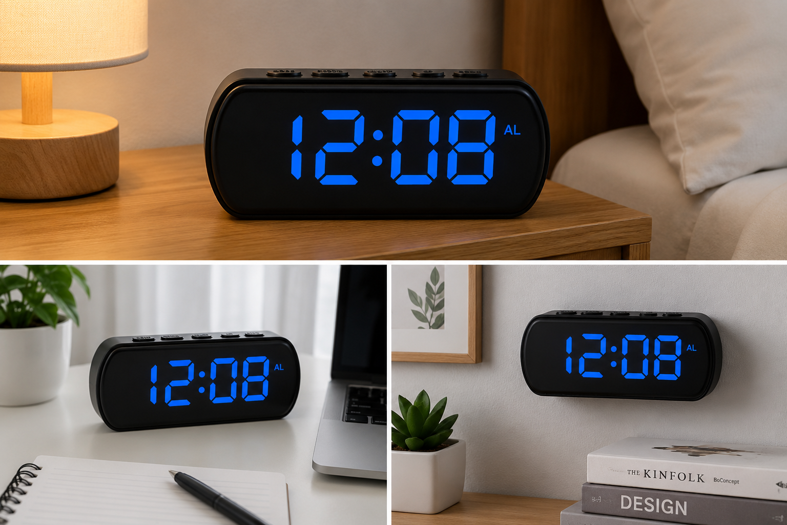 Relógio Despertador LED Digital de Mesa com Alarme azul - 2