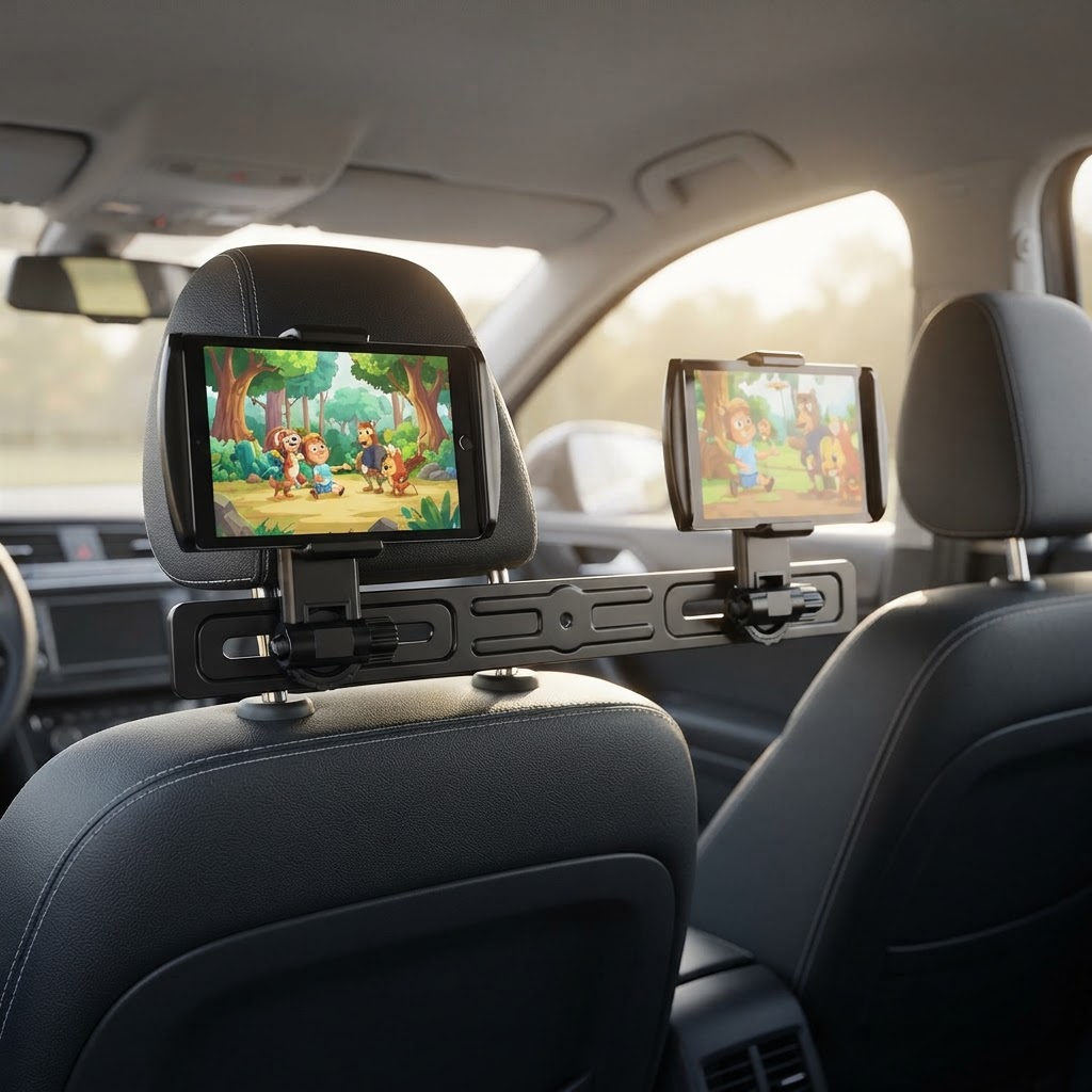 Suporte Duplo Celular Tablet Encosto Cabeça Carro - 2