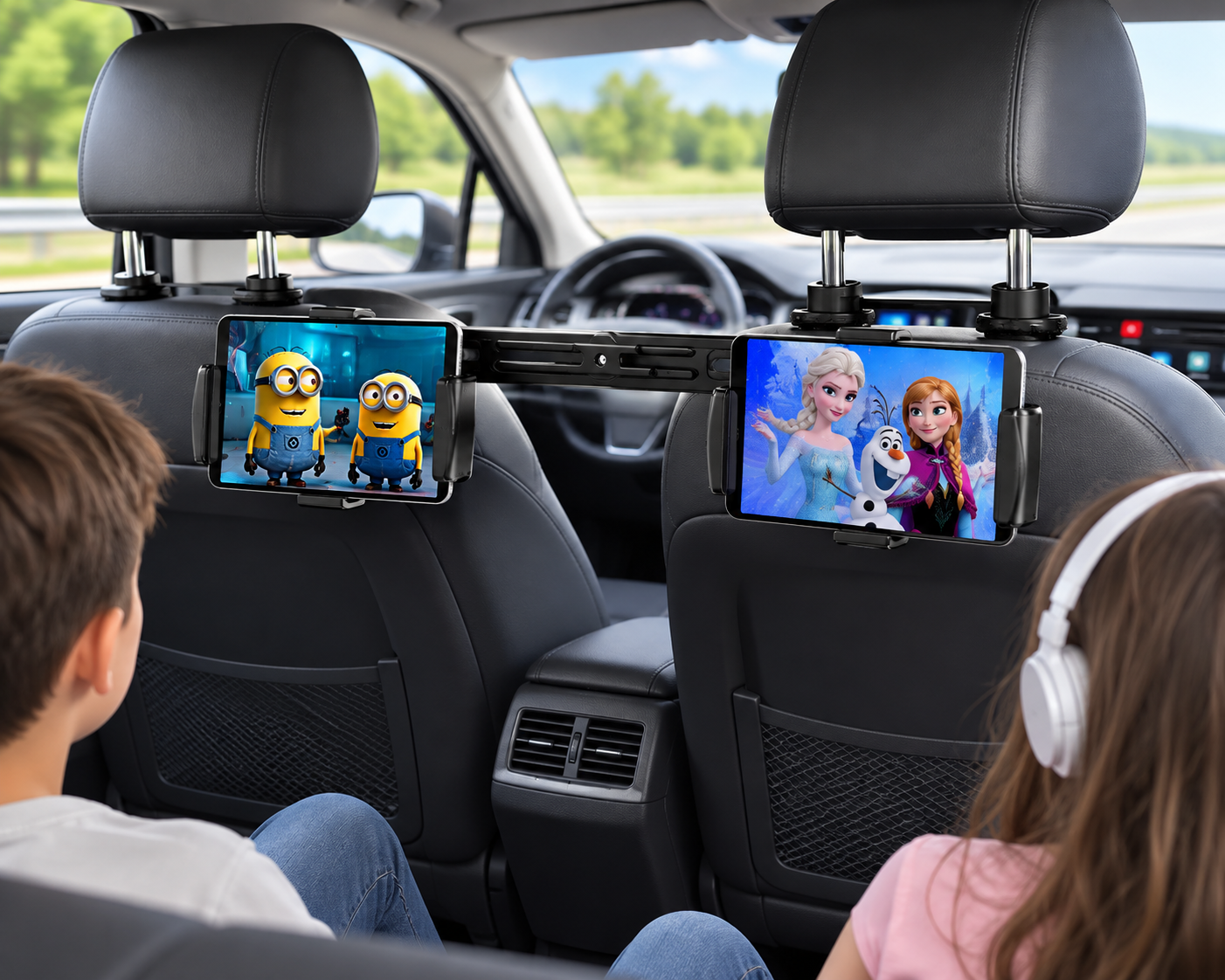 Suporte Duplo Celular Tablet Encosto Cabeça Carro - 5
