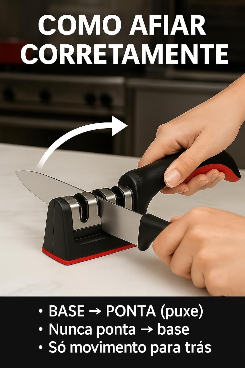 Afiador de Facas Manual Profissional com Base - 8