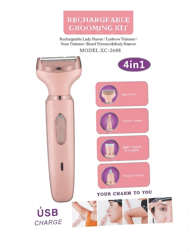 Aparador de Pelos 4 em 1 Recarregável USB XC-2688 - 1