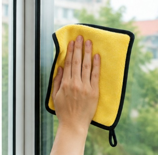 Pano Microfibra Amarelo 30x40cm com Borda Preta - 6