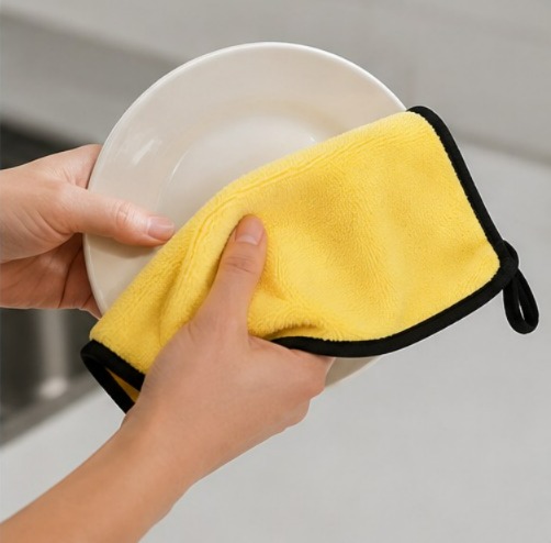 Pano Microfibra Amarelo 30x60cm com Borda Preta - 2