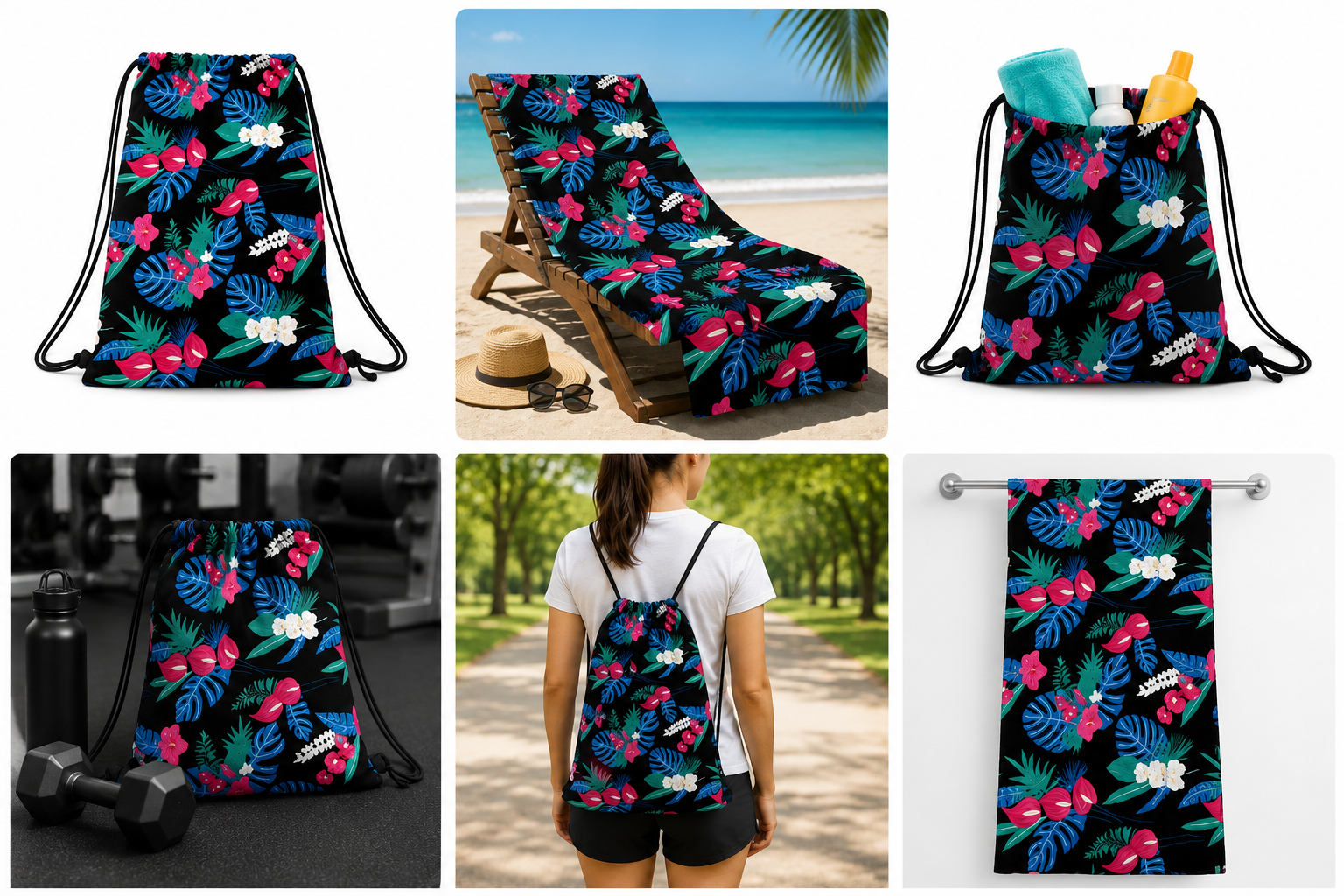 Bolsa de Praia Microfibra Estampada 100% Poliéster - 5
