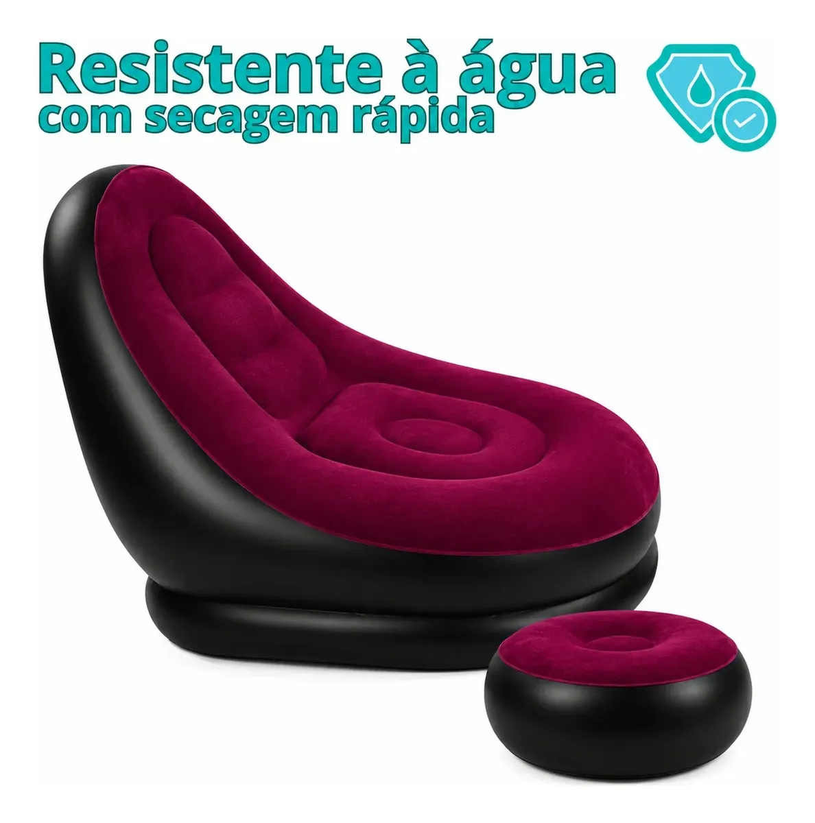 Poltrona Inflável Lounge Confortável com Puff - 2