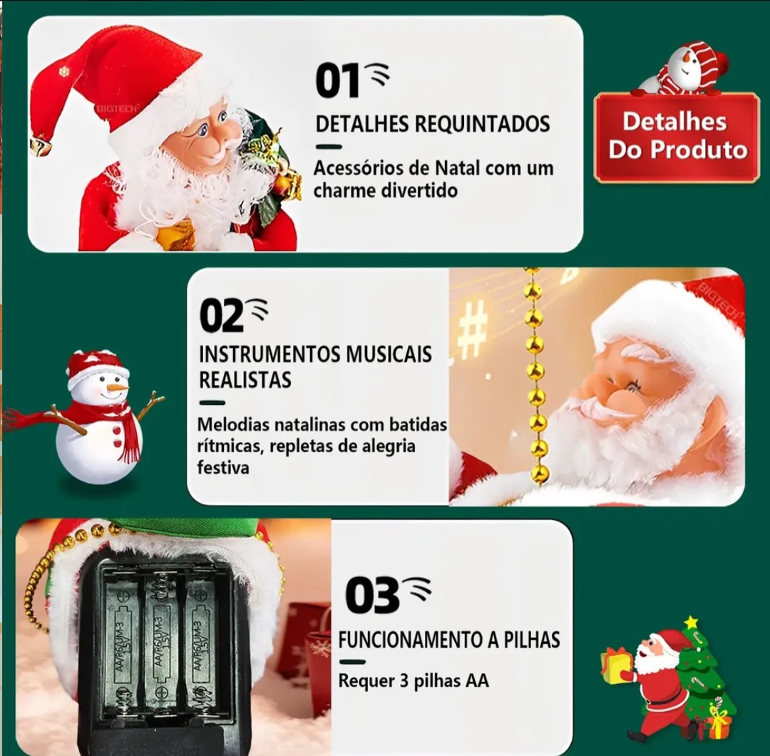 Papai Noel de Escalada Musical Elétrico 25cm - 6