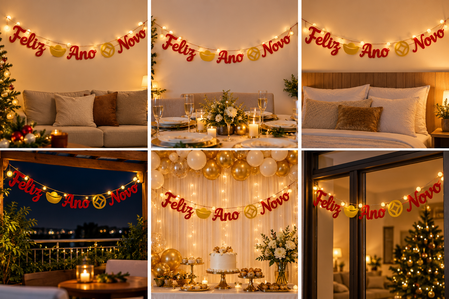 Enfeite Feliz Ano Novo em Feltro com Cordão Decorativo - 8
