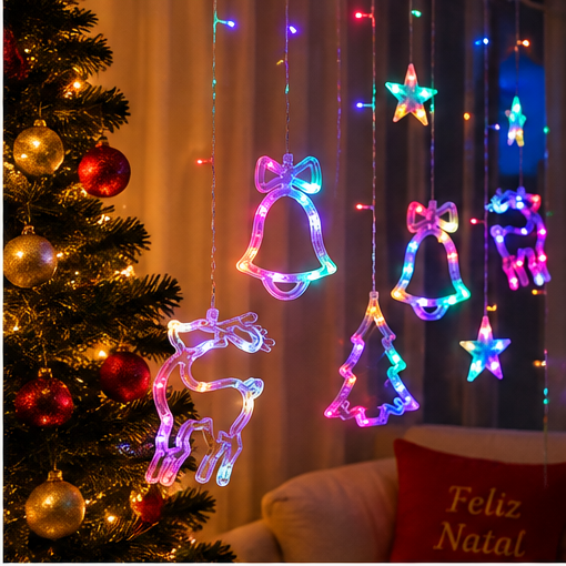 Cortina Pisca-Pisca de Natal LED Colorida - 2