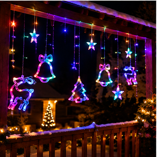 Cortina Pisca-Pisca de Natal LED Colorida - 4