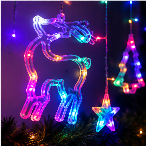 Cortina Pisca-Pisca de Natal LED Colorida - 5