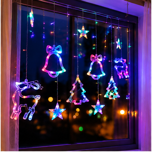 Cortina Pisca-Pisca de Natal LED Colorida - 6