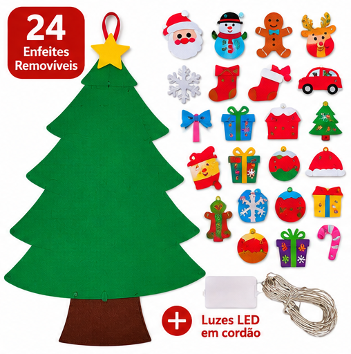 Árvore de Natal Infantil em Feltro com Enfeites e Luzes LED - 2
