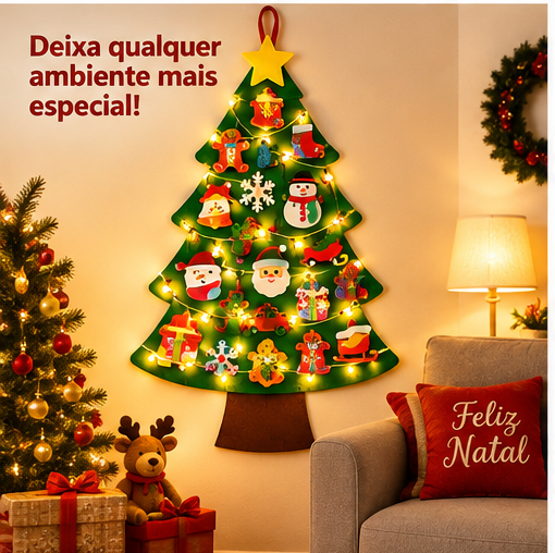 Árvore de Natal Infantil em Feltro com Enfeites e Luzes LED - 6