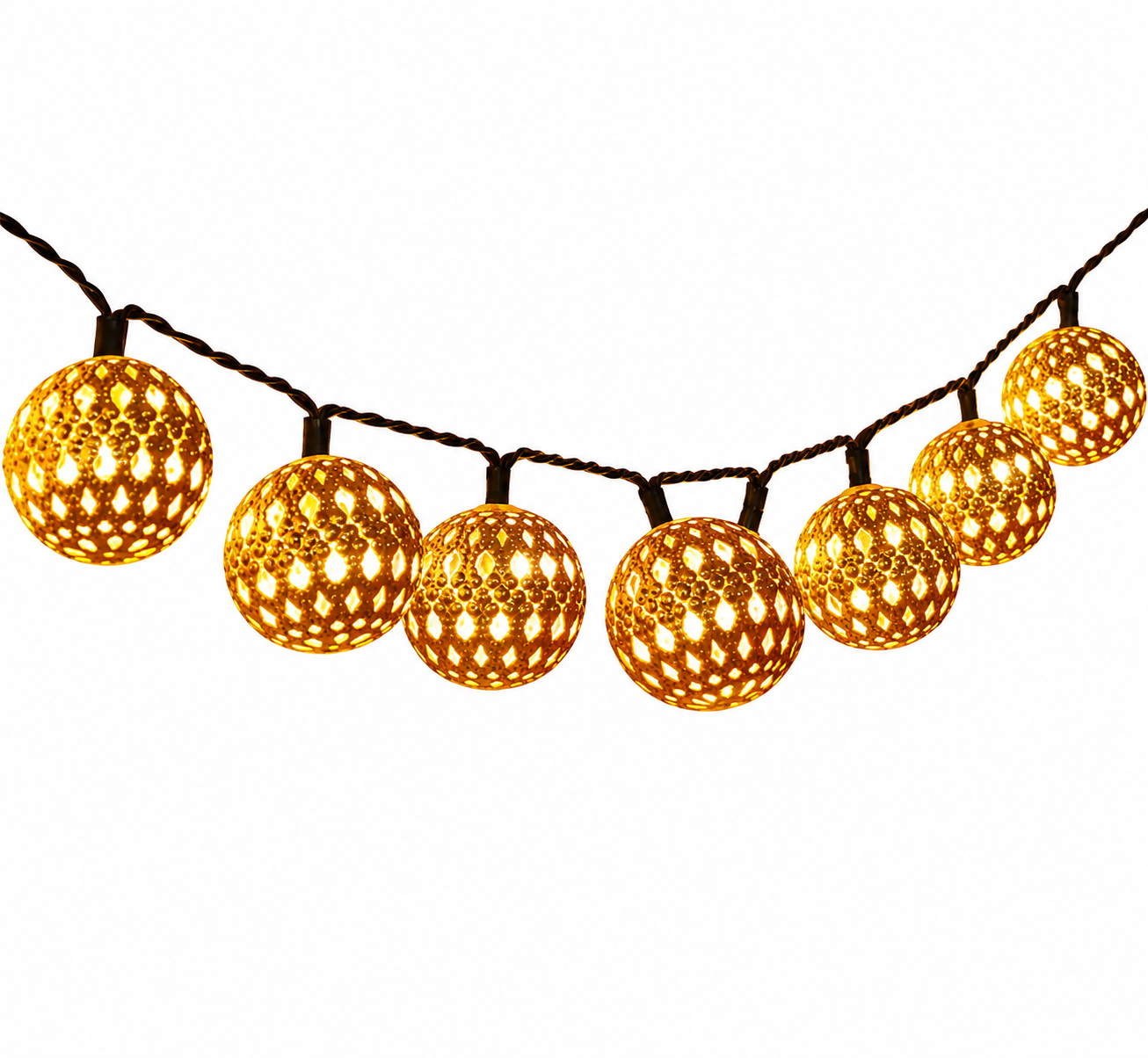 Pisca-Pisca de Natal 5m com 20 Bolas LED Douradas Luz Quente - 1
