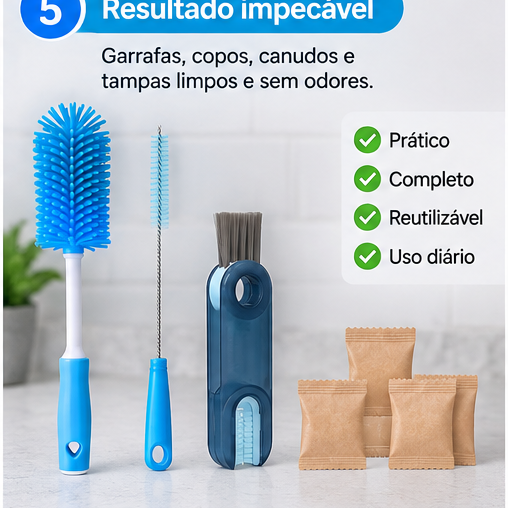 Kit de Escovas para Limpeza Multifuncional - 5