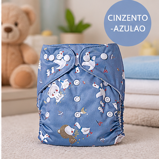 Fralda Ecológica Reutilizável de Pano Ajustável Bebê - 3