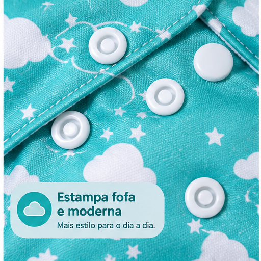 Fralda Ecológica Reutilizável de Pano Ajustável Bebê - 5