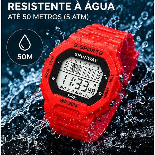 Relógio Digital Esportivo Shunway S-621 Vermelho - 2