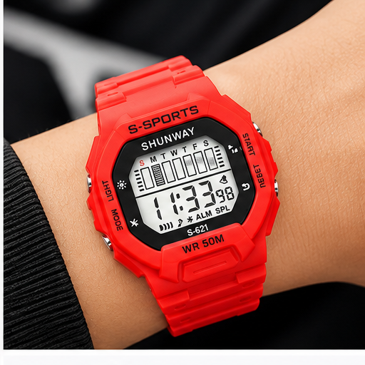 Relógio Digital Esportivo Shunway S-621 Vermelho - 4