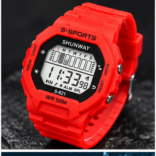 Relógio Digital Esportivo Shunway S-621 Vermelho - 5