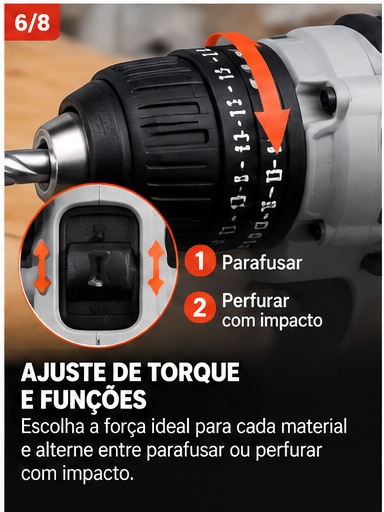 Furadeira e Parafusadeira 48V 2 Baterias com Maleta - 3