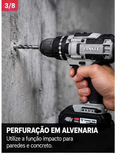 Furadeira e Parafusadeira 48V 2 Baterias com Maleta - 6
